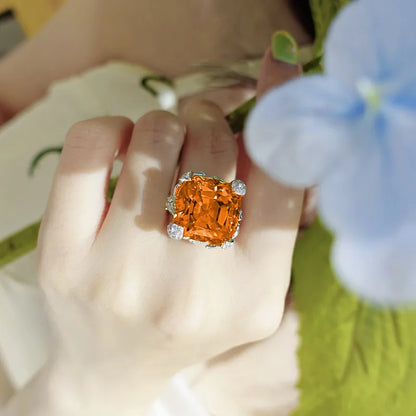 Fashion Flower Copper Rings Inlay Artificial Gemstones Copper Rings