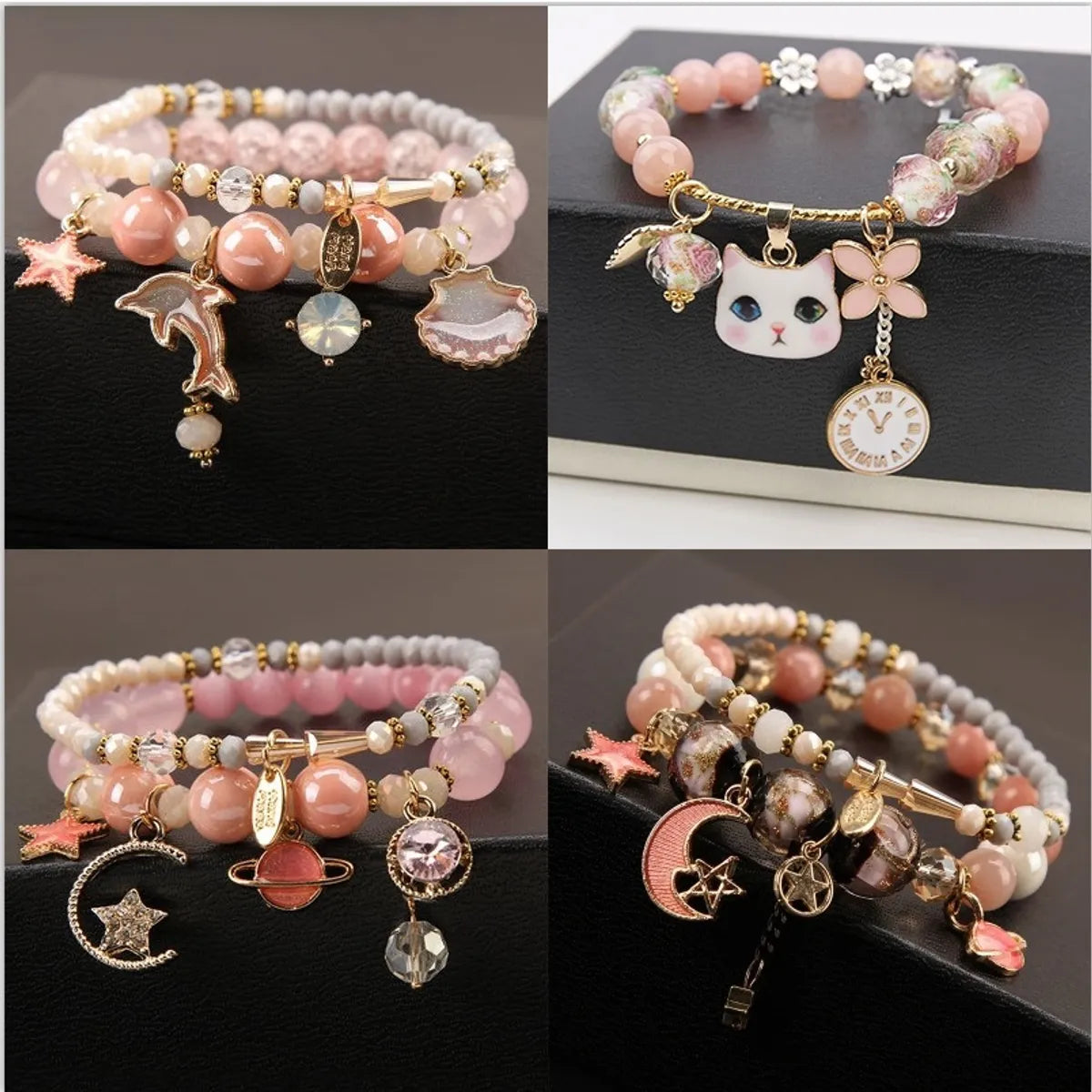 Fashion Flower Crystal Beaded Women'S Bracelets 1 Piece