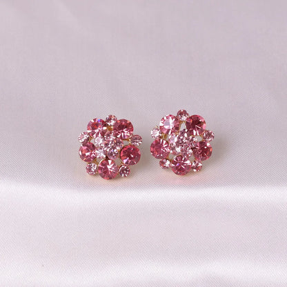 Fashion Flower Crystal Diamond Stud Earrings