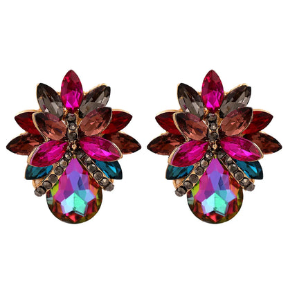 Fashion Flower Diamond Earrings