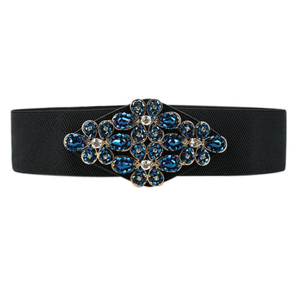 Fashion Flower Elastic Band Handmade Inlay Crystal Women'S Woven Belts 1 Piece