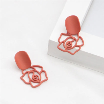 Fashion Flower Stoving Varnish Iron Earrings