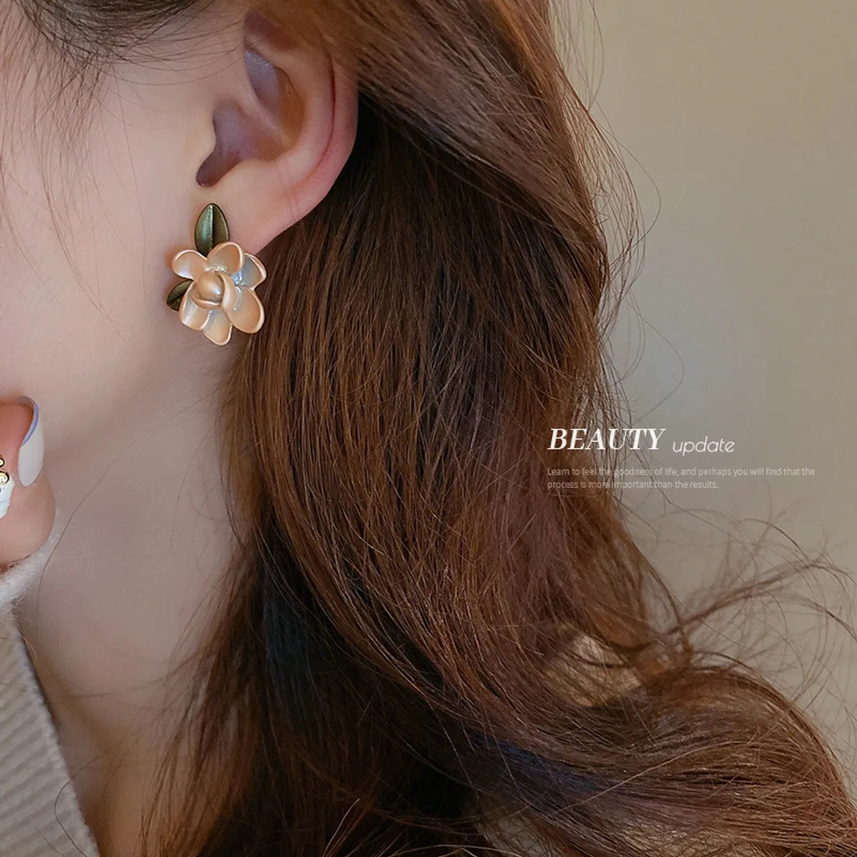 Fashion Flower Leaf Earrings Niche Korean Acrylic Stud Earrings