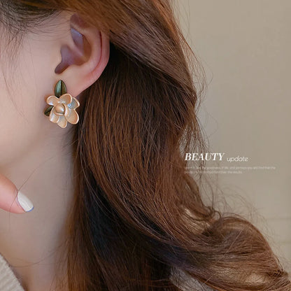 Fashion Flower Leaf Earrings Niche Korean Acrylic Stud Earrings