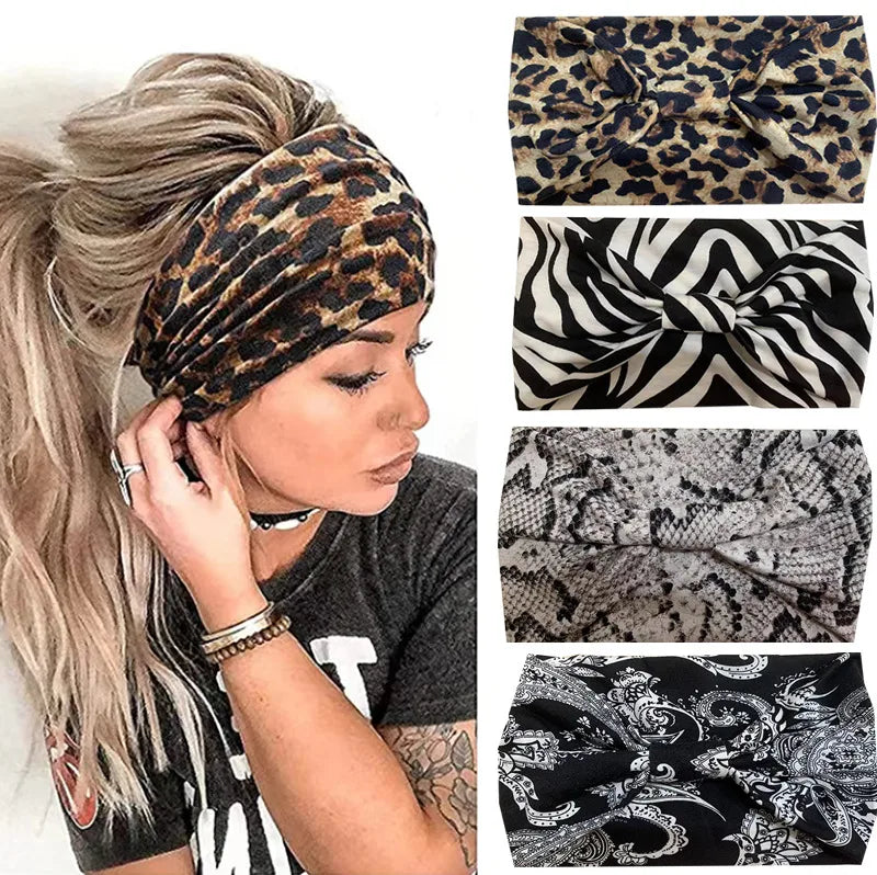 Fashion Flower Leopard Cloth Printing Hair Band 1 Piece