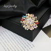 Fashion Flower Pearl Crystal Alloy Brooch Electroplated For Women