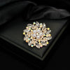 Fashion Flower Pearl Crystal Alloy Brooch Electroplated For Women