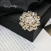 Fashion Flower Pearl Crystal Alloy Brooch Electroplated For Women