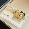 Fashion Flower Pearl Disc Titanium Steel Earrings With Electroplating For Women