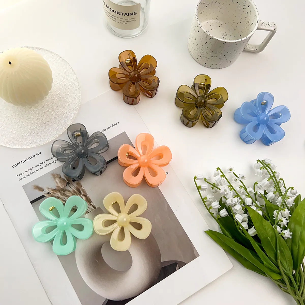 Fashion Flower Plastic Resin Hair Clip 1 Piece