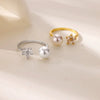 Fashion Flower Ring Copper Inlaid Zircon Electroplated Ladies Jewelry