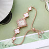 Fashion Flower Shape Dial Alloy Bracelet Watch With Rhinestones For Women