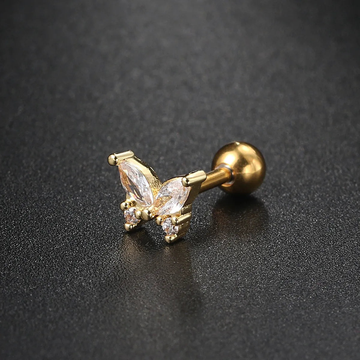 Fashion Flower Snake Butterfly Copper Plating Inlay Zircon Ear Studs 1 Piece