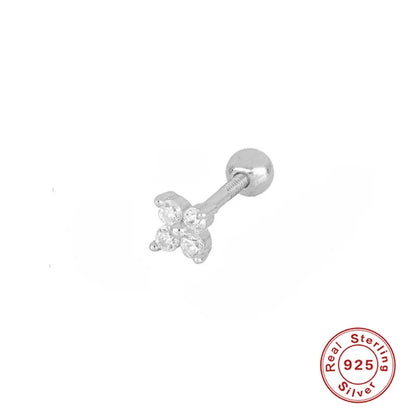 Fashion Flower Snake Sterling Silver Plating Inlay Zircon Ear Studs 1 Piece