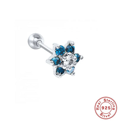 Fashion Flower Snake Sterling Silver Plating Inlay Zircon Ear Studs 1 Piece