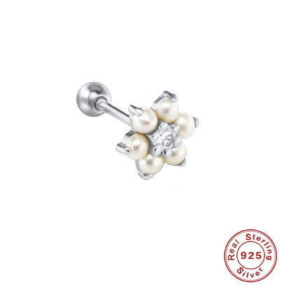 Fashion Flower Snake Sterling Silver Plating Inlay Zircon Ear Studs 1 Piece