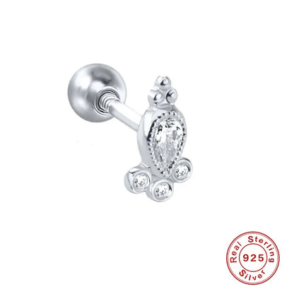 Fashion Flower Snake Sterling Silver Plating Inlay Zircon Ear Studs 1 Piece