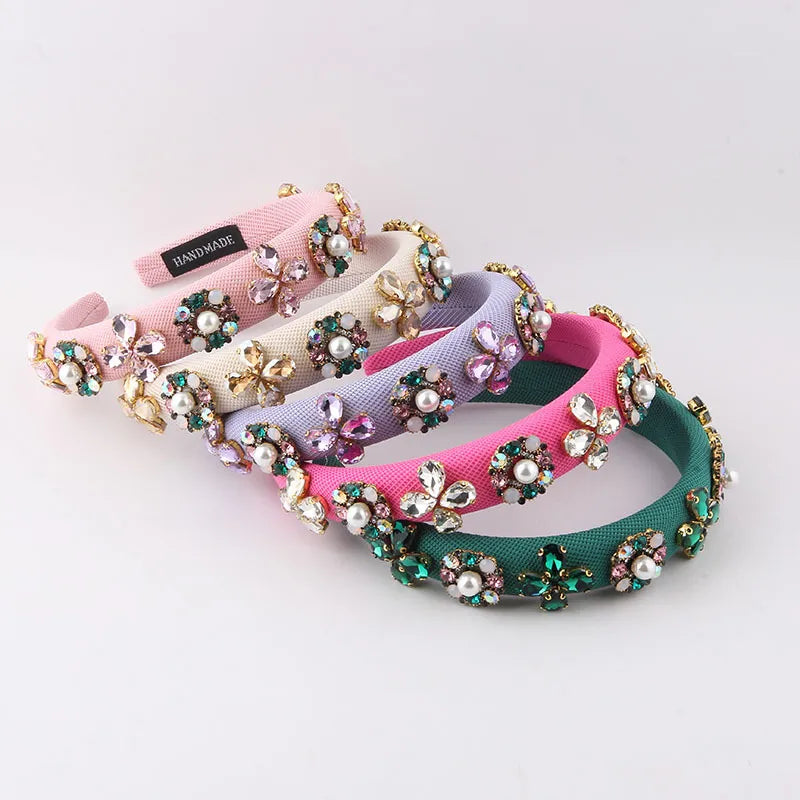 Fashion Flower Sponge Diamond Hair Band