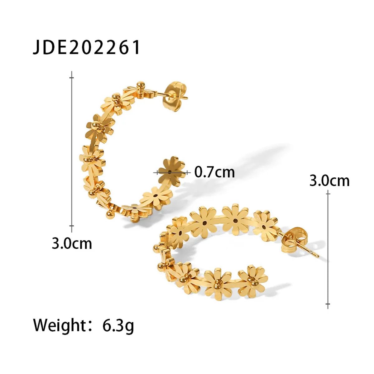 Fashion Flower Stainless Steel Earrings Gold Plated Stainless Steel Earrings