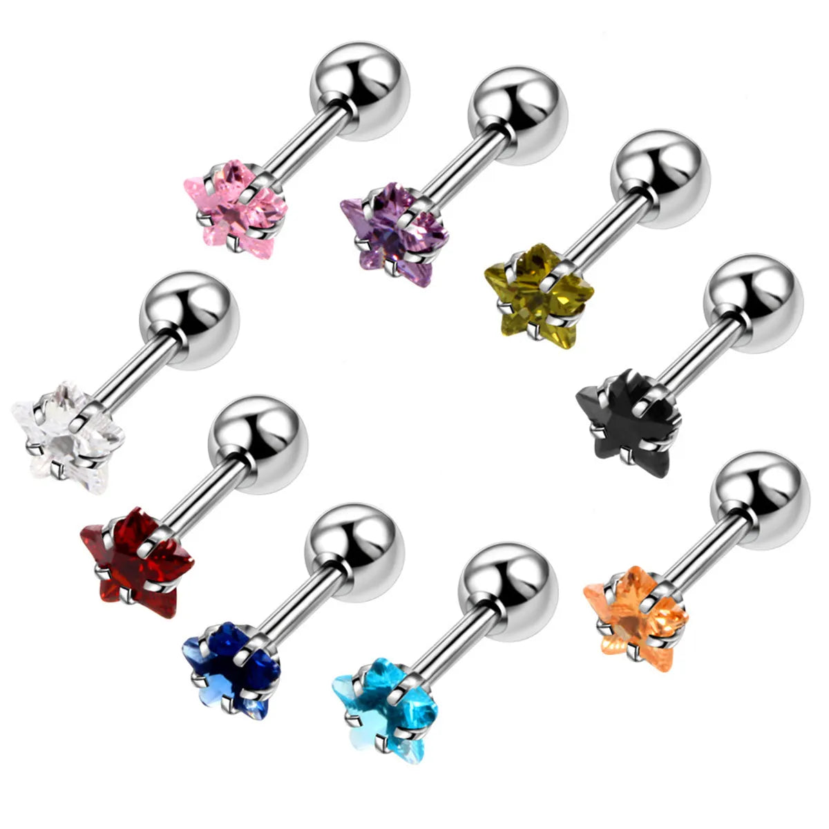 Fashion Flower Stainless Steel Inlay Zircon Ear Studs 1 Piece