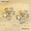 Fashion Flower Stainless Steel 18K Gold Plated Women's Earrings