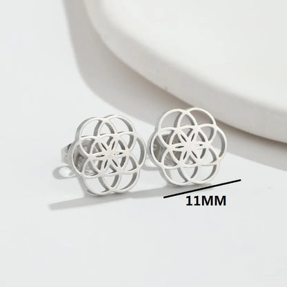 Fashion Flower Stainless Steel Plating Hollow Out Ear Studs 1 Pair