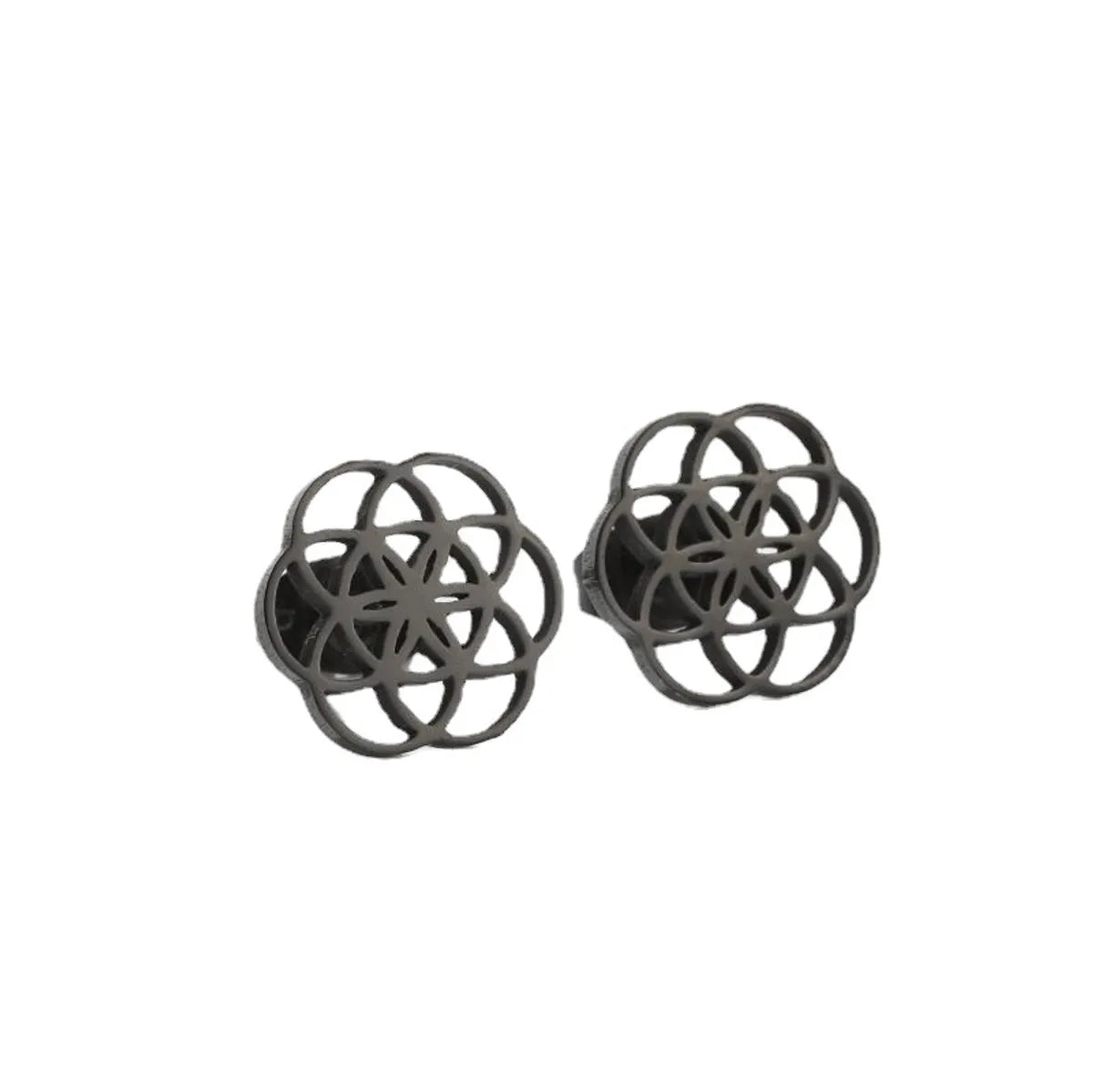 Fashion Flower Stainless Steel Plating Hollow Out Ear Studs 1 Pair