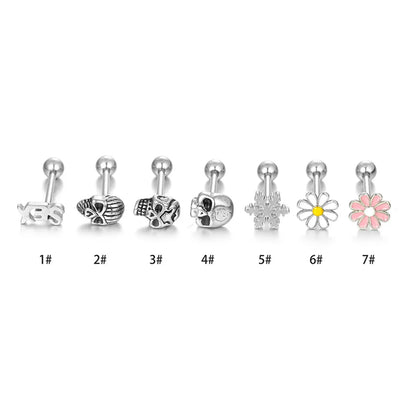 Fashion Flower Stainless Steel Stoving Varnish Tongue Nail 1 Set