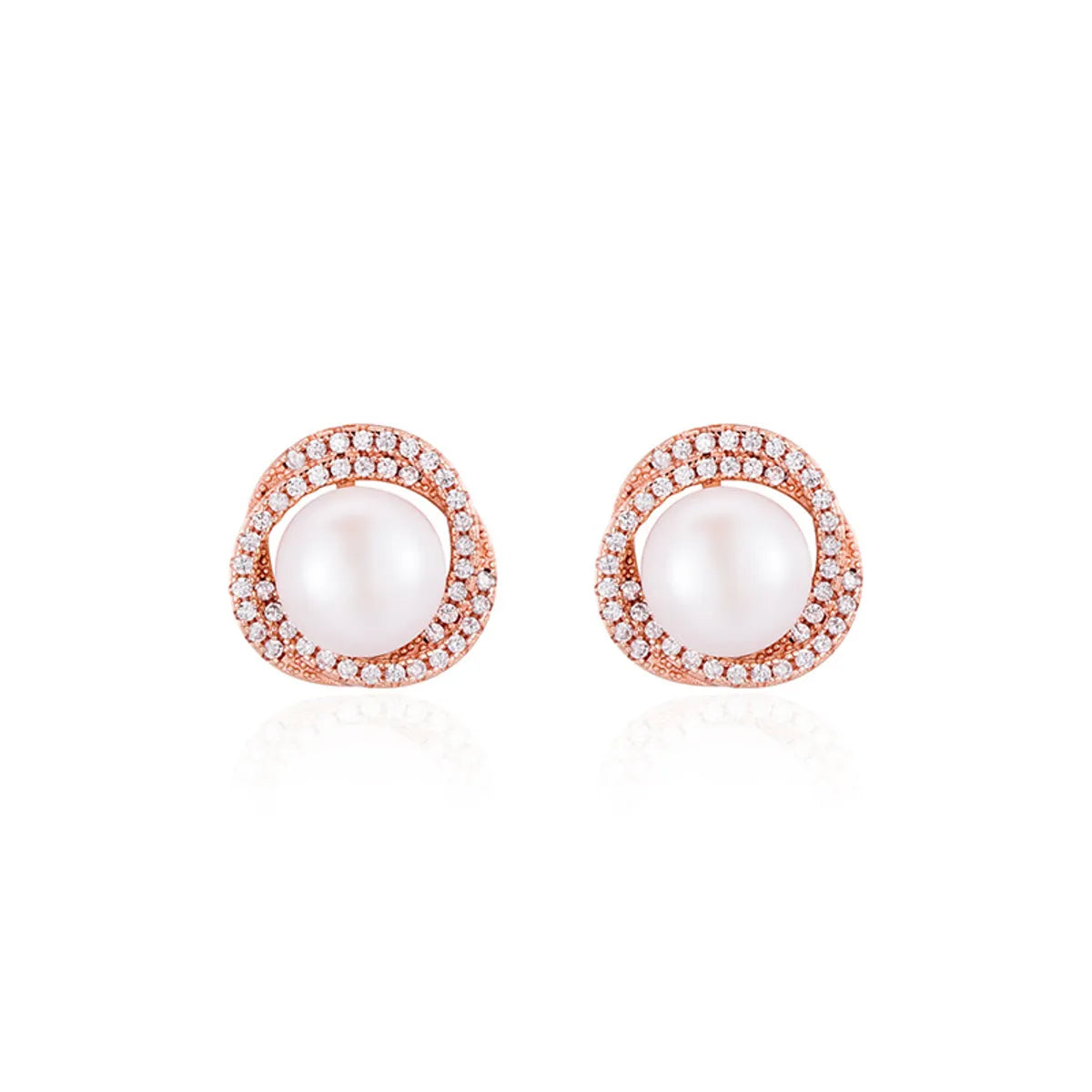 Fashion Flower Sterling Silver Ear Studs Inlaid Pearls Zircon 925 Silver Earrings 1 Pair