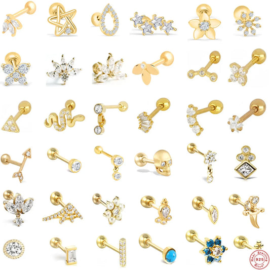 1 Piece Fashion Flower Plating Inlay Sterling Silver Zircon Ear Studs