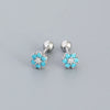 Fashion Flower Sterling Silver Zircon Ear Studs 1 Pair
