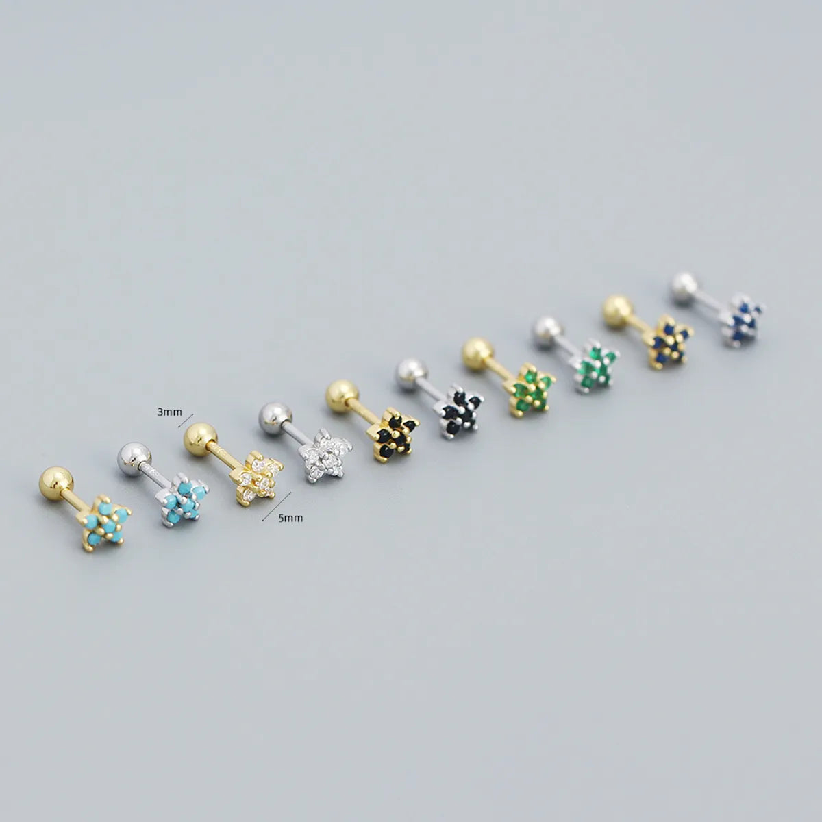 Fashion Flower Sterling Silver Zircon Ear Studs 1 Pair