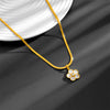 Fashion Flower Titanium Steel Plating Inlay Shell Zircon Earrings Necklace