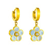 Fashion Flower Titanium Steel Plating Inlay Shell Zircon Earrings Necklace