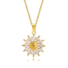 Fashion Flower Titanium Steel Plating Inlay Zircon Pendant Necklace