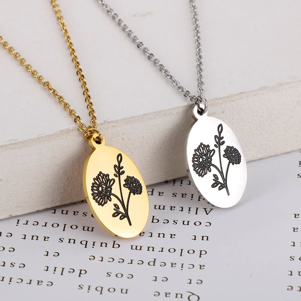 Fashion Flower Titanium Steel Plating Pendant Necklace 1 Piece