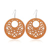 Fashion Flower Wood Handmade Women'S Drop Earrings 1 Pair