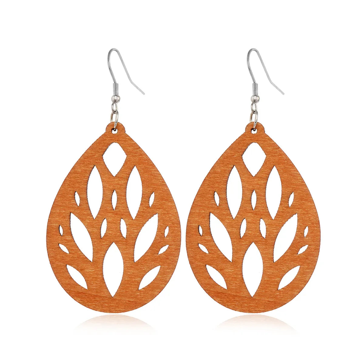 Fashion Flower Wood Handmade Women'S Drop Earrings 1 Pair