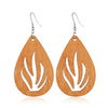 Fashion Flower Wood Handmade Women'S Drop Earrings 1 Pair