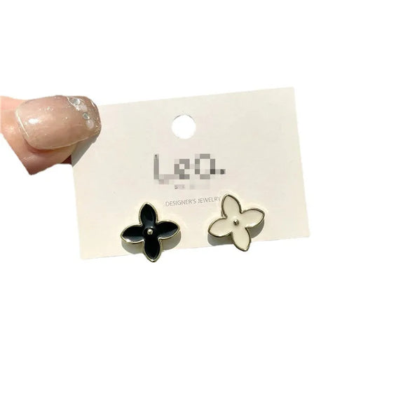 Fashion Four Leaf Clover Alloy Enamel Ear Studs