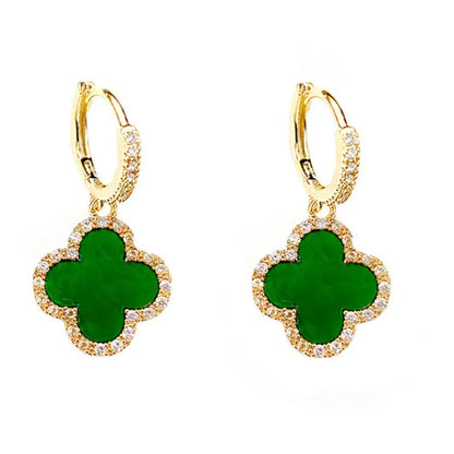 Fashion Four Leaf Clover Copper Plating Zircon Earrings