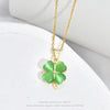 Fashion Four Leaf Clover Heart Shape Titanium Steel Plating Inlay Rhinestones Opal Rings Earrings Necklace