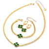 Fashion Four Leaf Clover Titanium Steel Inlay Zircon Bracelets Earrings Necklace