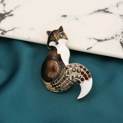 Fashion Fox Alloy Rhinestone Enamel Unisex Brooches