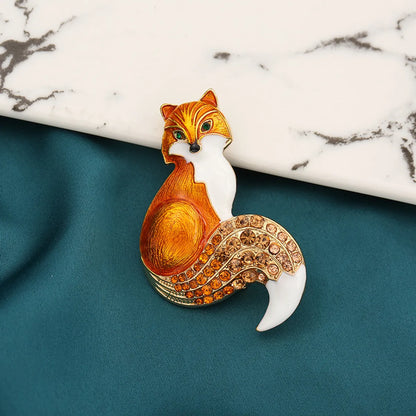 Fashion Fox Alloy Rhinestone Enamel Unisex Brooches