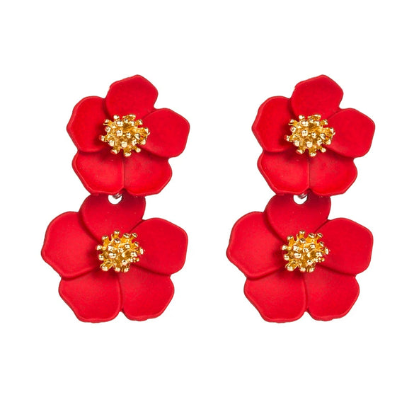 Fashion Fresh Sweet Elegant Multilayer Flower Alloy Baking Paint Women's Earrings