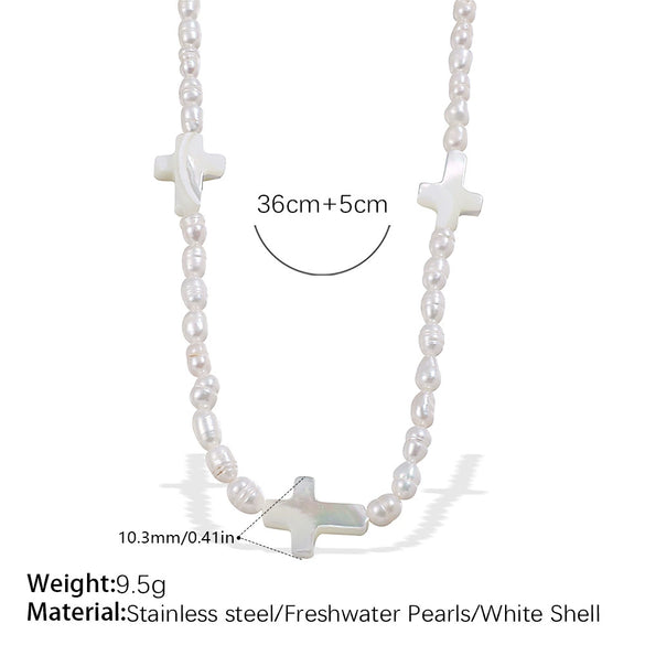 Fashion Freshwater Pearl Necklace And Bracelet Set 316L Stainless Steel 316L Stainless Steel 18K Gold Plated For Women
