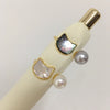 Fashion Freshwater Pearl Sea Shell Cat Ring Natural Copper With Gold Electroplating
