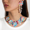 Fashion Frosted Color Three Dimensional Flower Short Clavicle Necklace For Women Acrylic Material