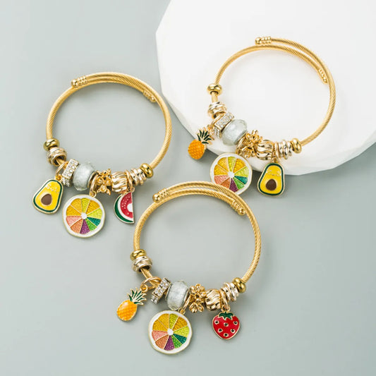 Fashion Fruit Alloy Plating Inlay Rhinestones Bracelets